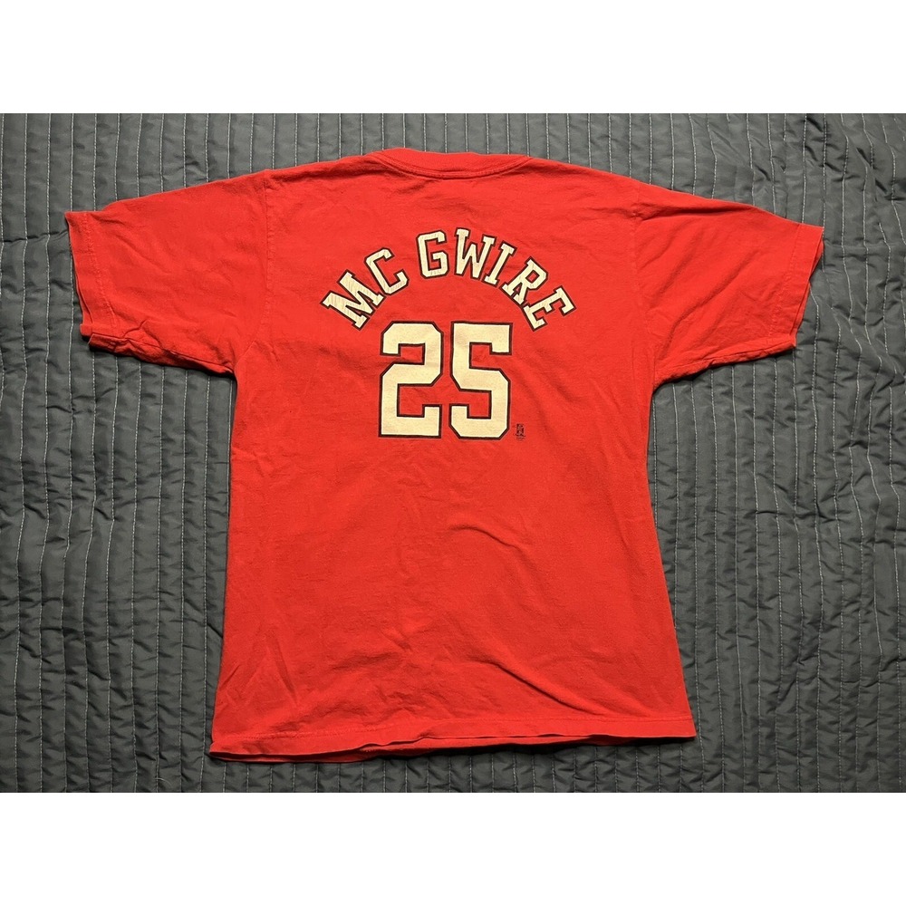 St Louis Cardinals Mark McGwire #25 Cotton Logo T Shirt Men's XL/18 Red Big Mac